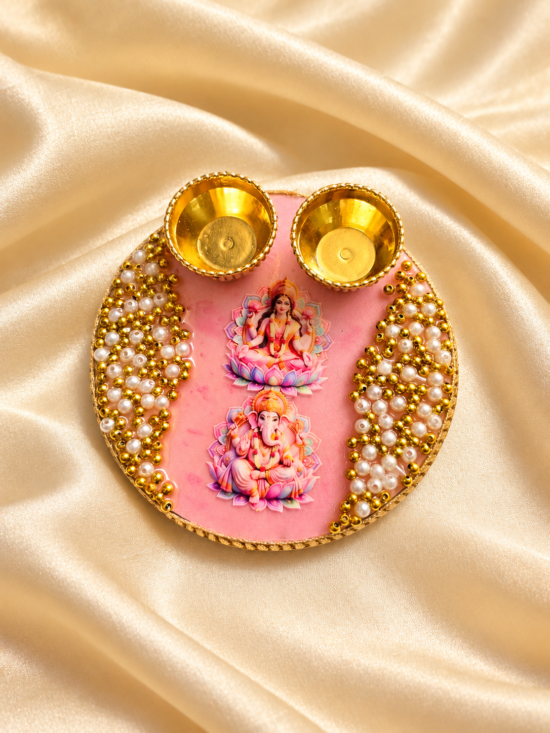 MDF Base- Resin Coated Pooja Thali- 4inch