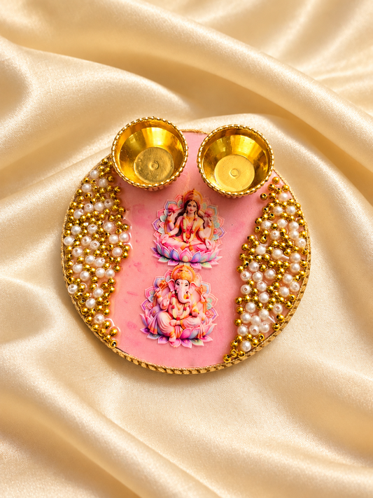 MDF Base- Resin Coated Pooja Thali- 4inch