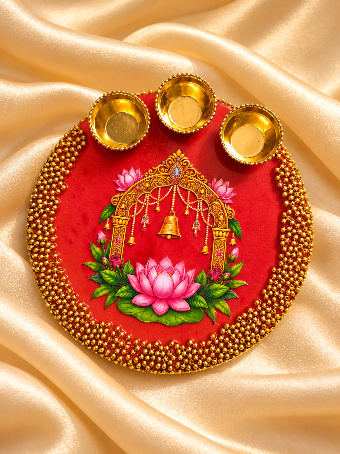 MDF Base- Resin Coated Pooja Thali- 6inch