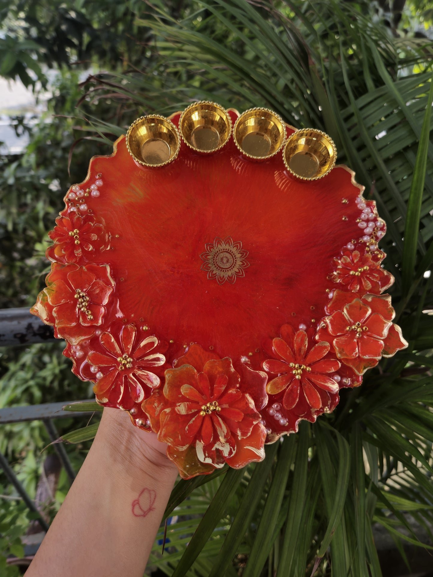 3D Floral Pooja Thali