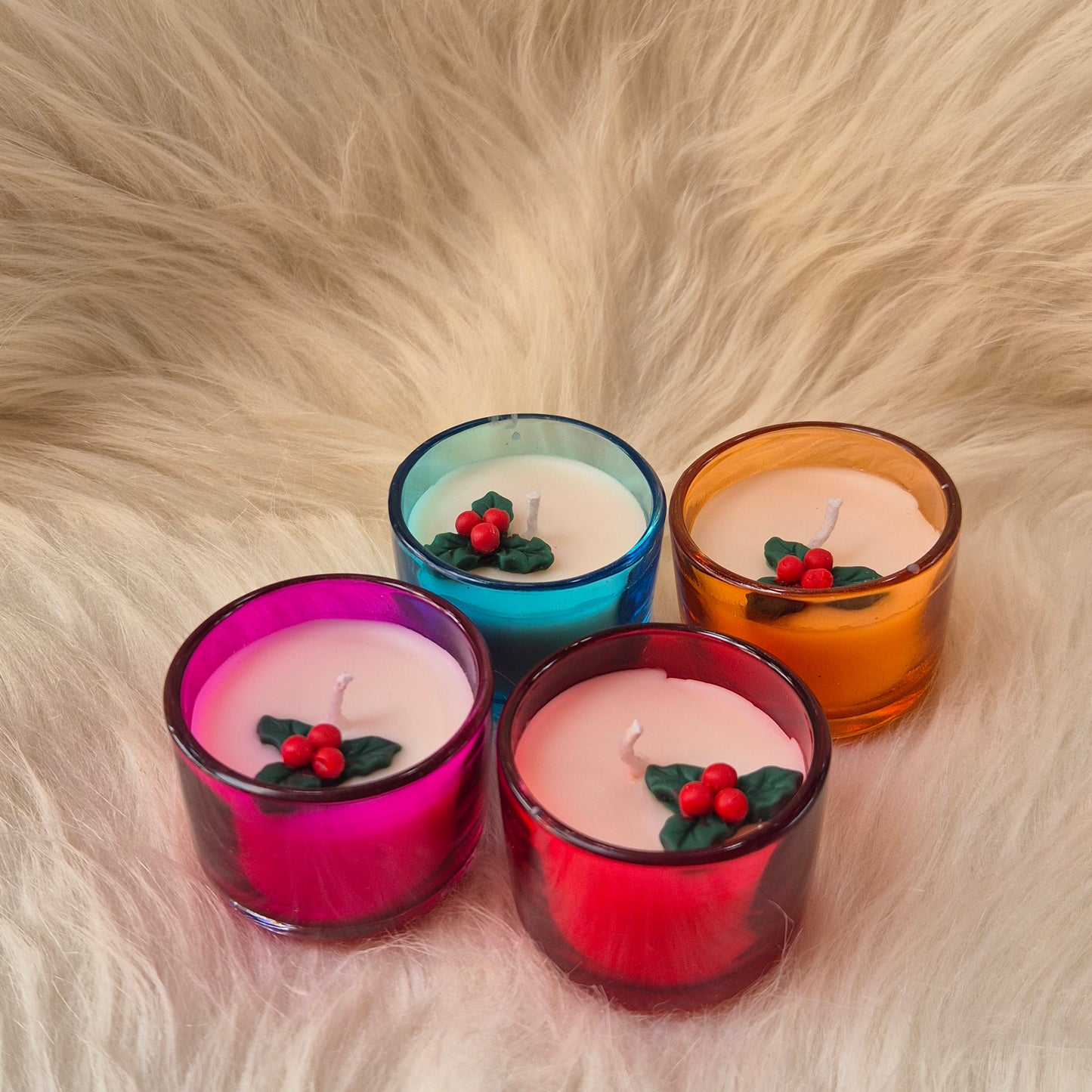 Christmas glass candle set