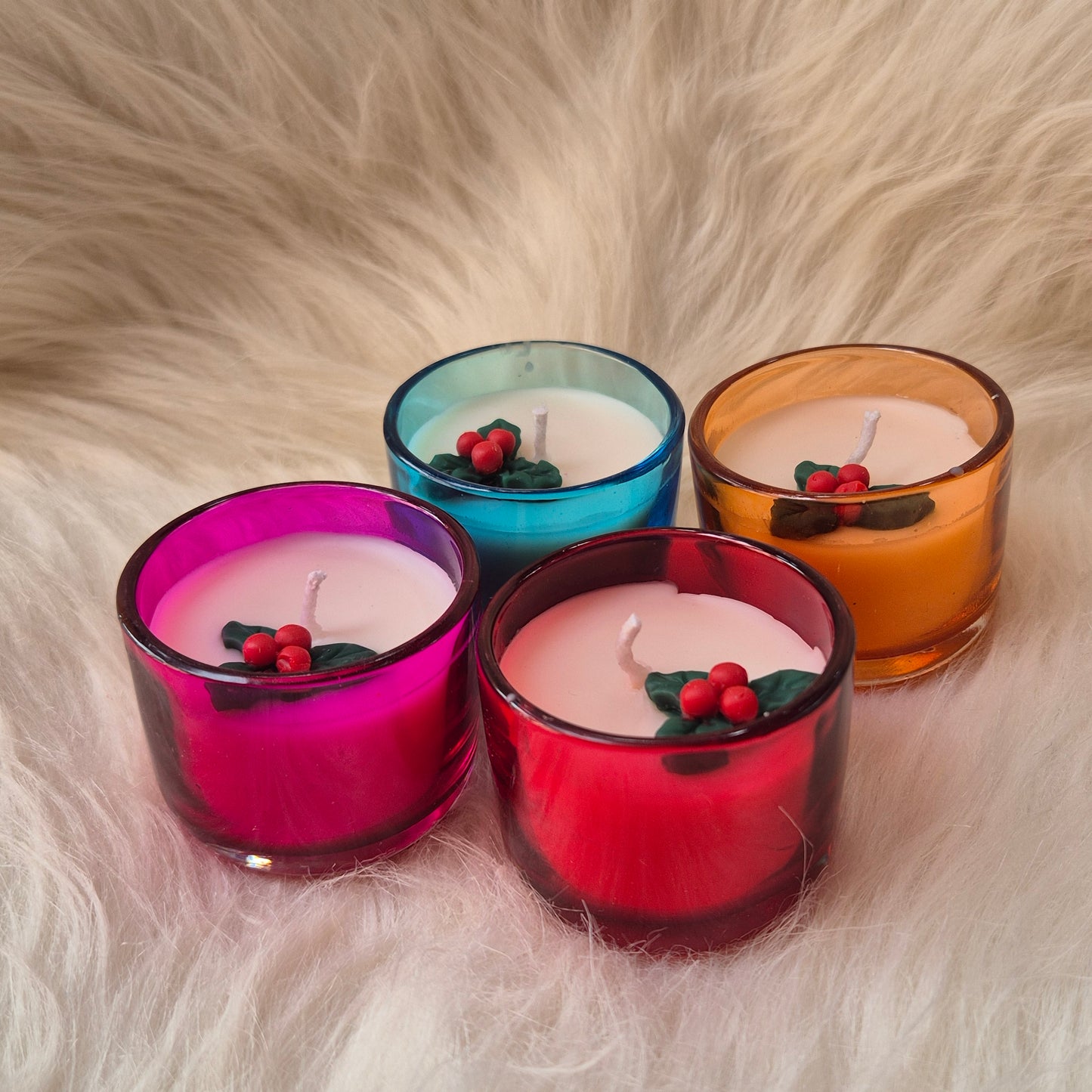 Christmas glass candle set