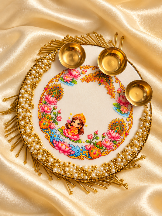 MDF Base- Resin Coated Pooja Thali- 8inch