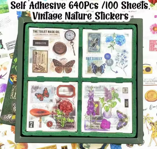 Vintage Nature Stickers- 640pcs